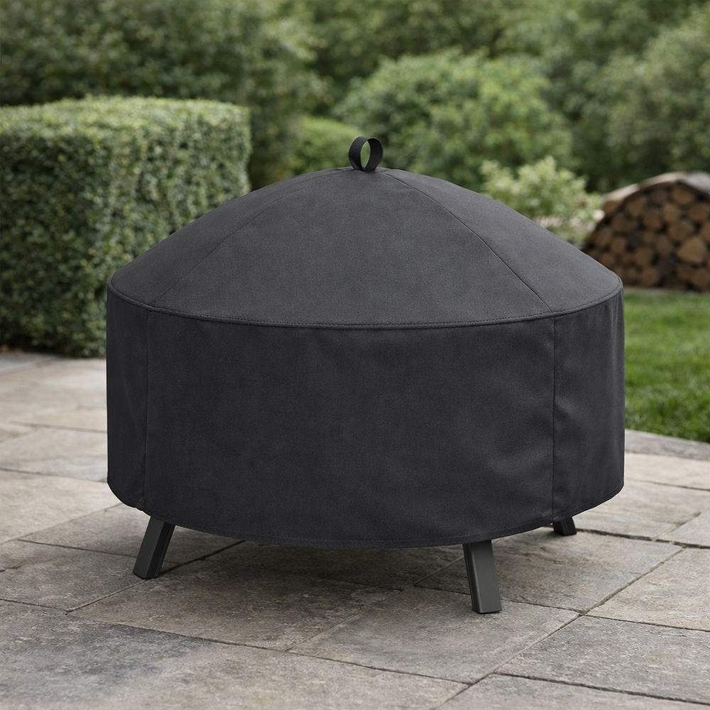 Fire Pit Cover – Large Round Charcoal – Durable Polyester – All-Weather Protection