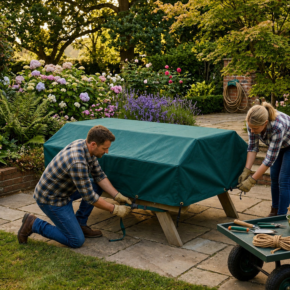 8 Seater Picnic Table Cover – Green – Super Tough Material – Outdoor Protection
