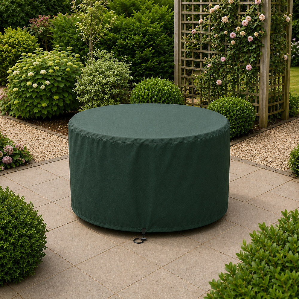 Round Table Cover – 4 Seater Green – Heavy Duty Polyethylene – Outdoor Furniture Protection