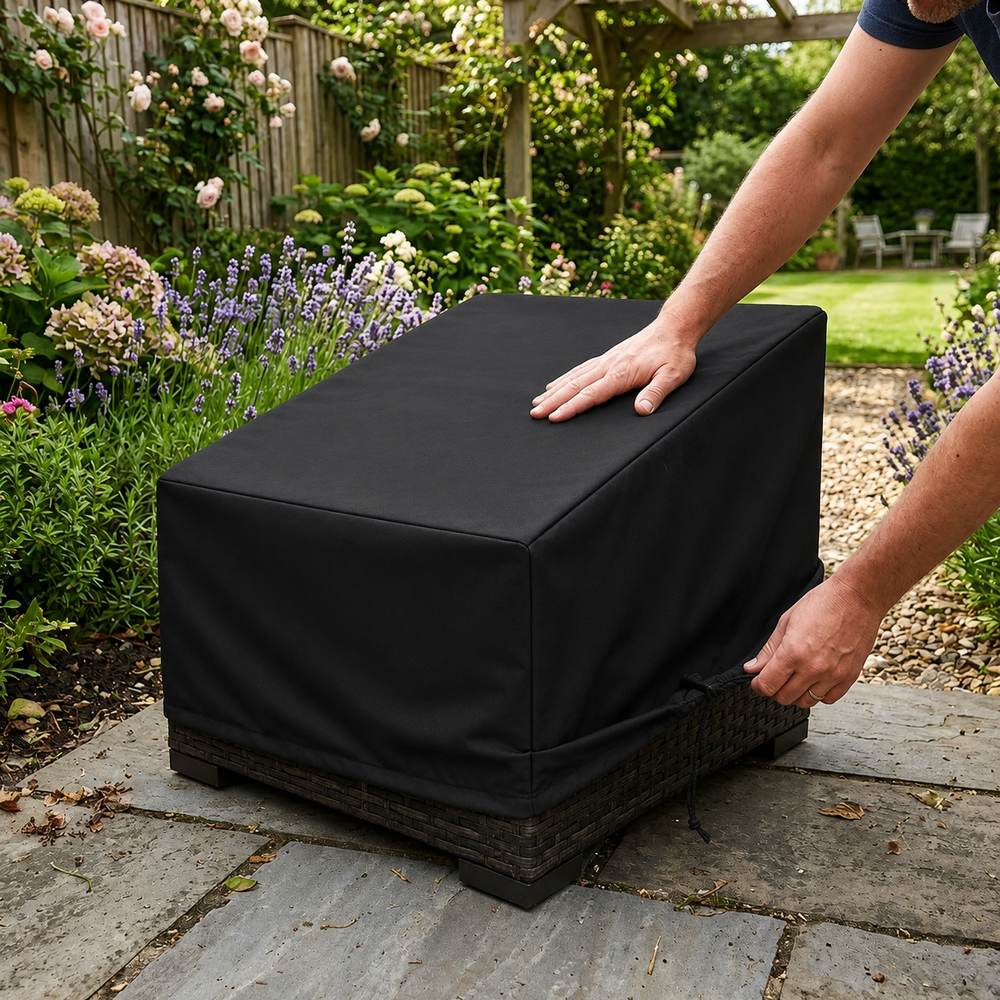 Heavy Duty Small Center Unit Cover – Black – Polyethylene – Garden Sofa Protection