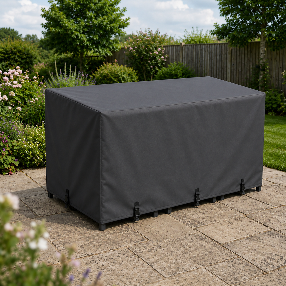6 Seater Rectangular Cube Set Cover – Charcoal – Durable Polyester – Outdoor Protection