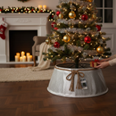 Premium Luxury Silver Glitter Christmas Tree Skirt - Elegant Design with Bow Detail, 56cm Diameter for Festive Decoration
