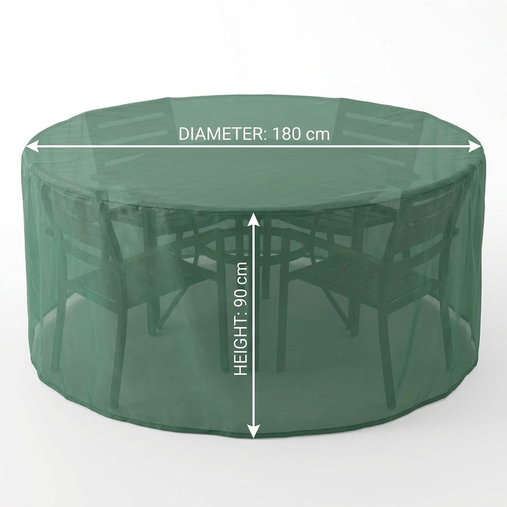 Heavy Duty Round Furniture Set Cover – 4-6 Seater, Green – Waterproof Protection