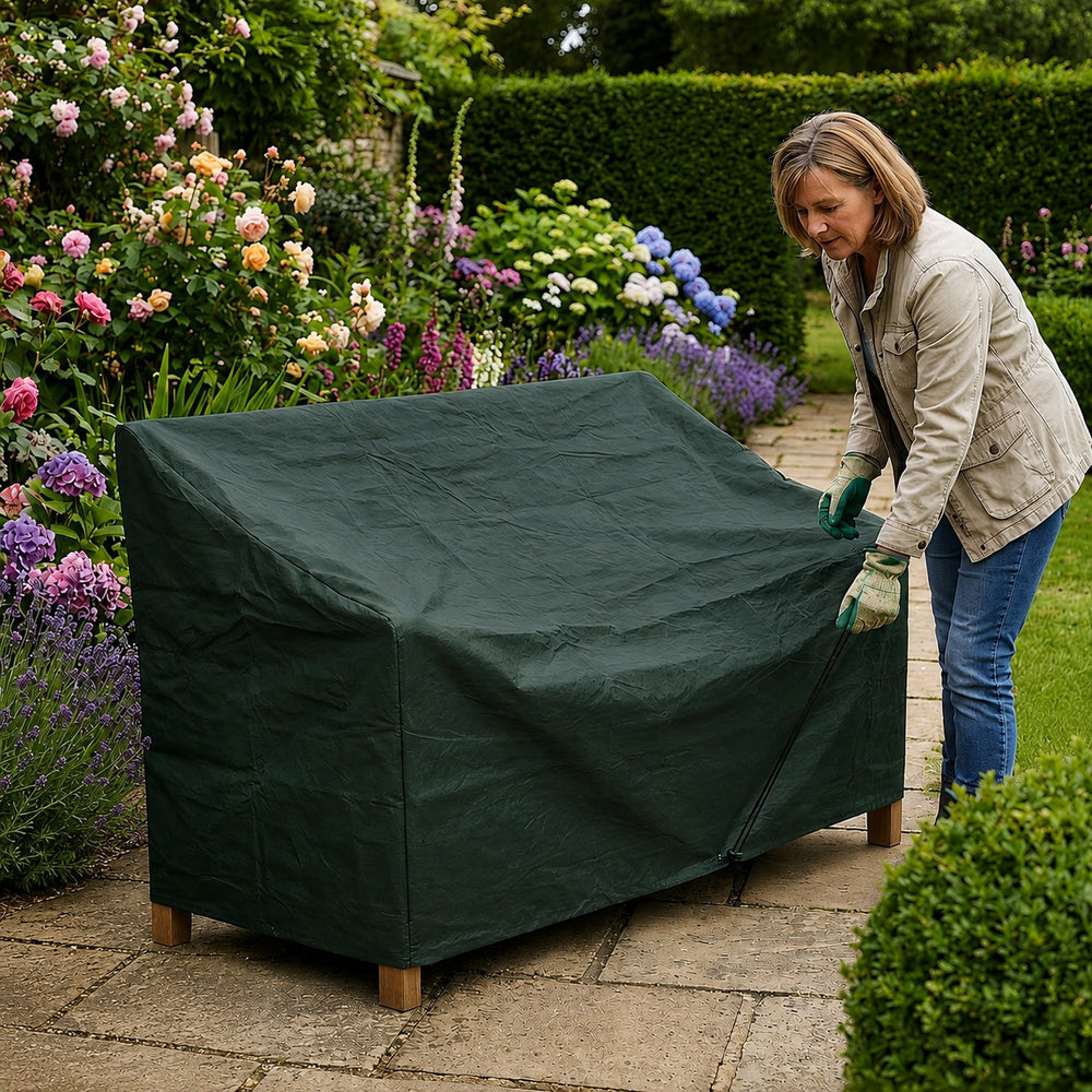 Bench Cover – 3-4 Seater – Green Polyethylene – Outdoor Protection
