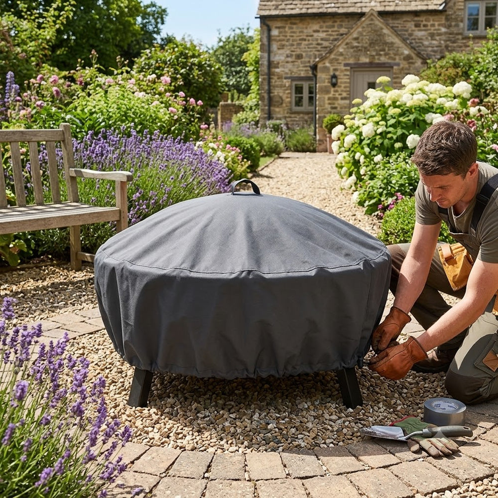 Fire Pit Cover – Large Round Charcoal – Durable Polyester – All-Weather Protection