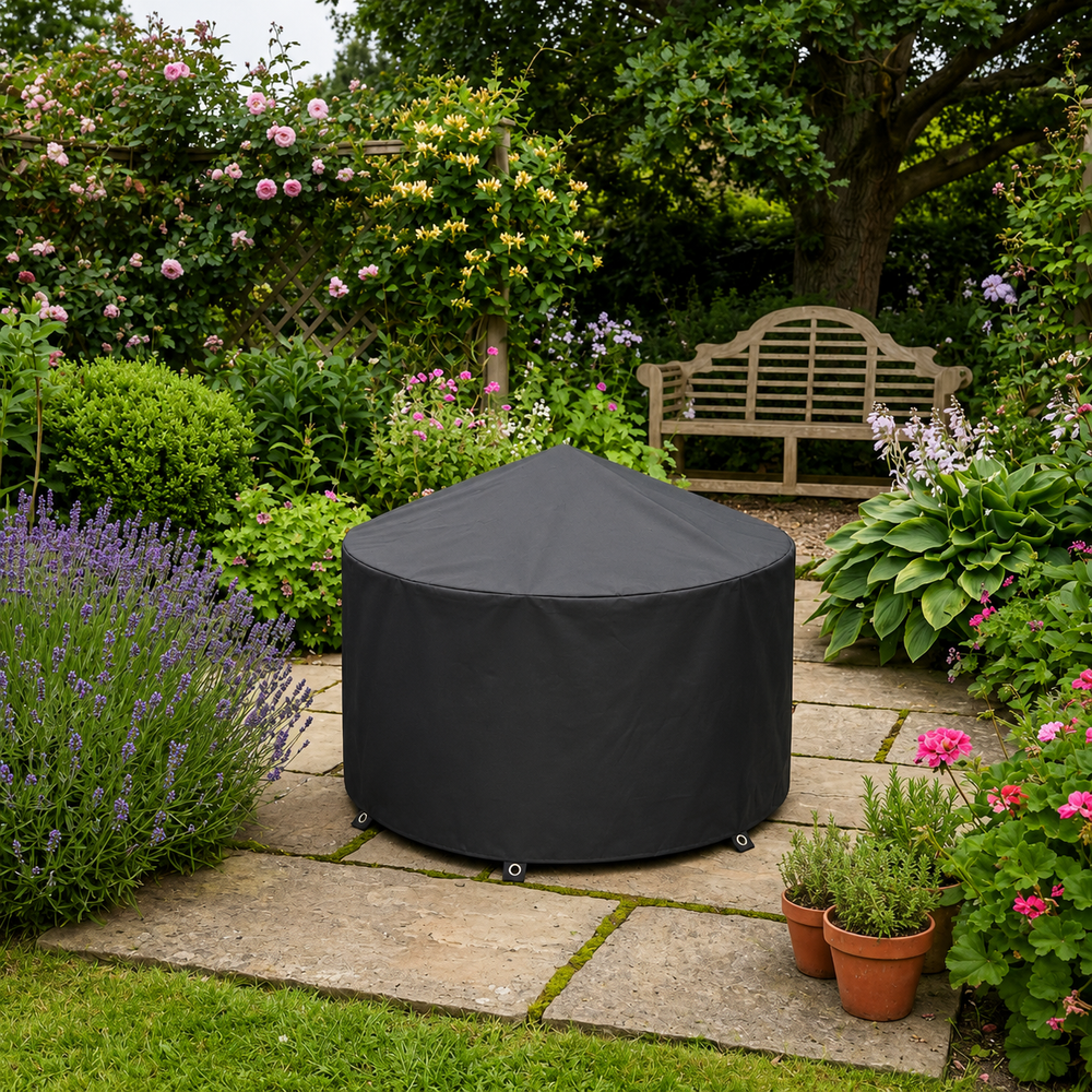 Small Round Fire Pit Cover – Black – Waterproof & UV Protected – Outdoor Protection