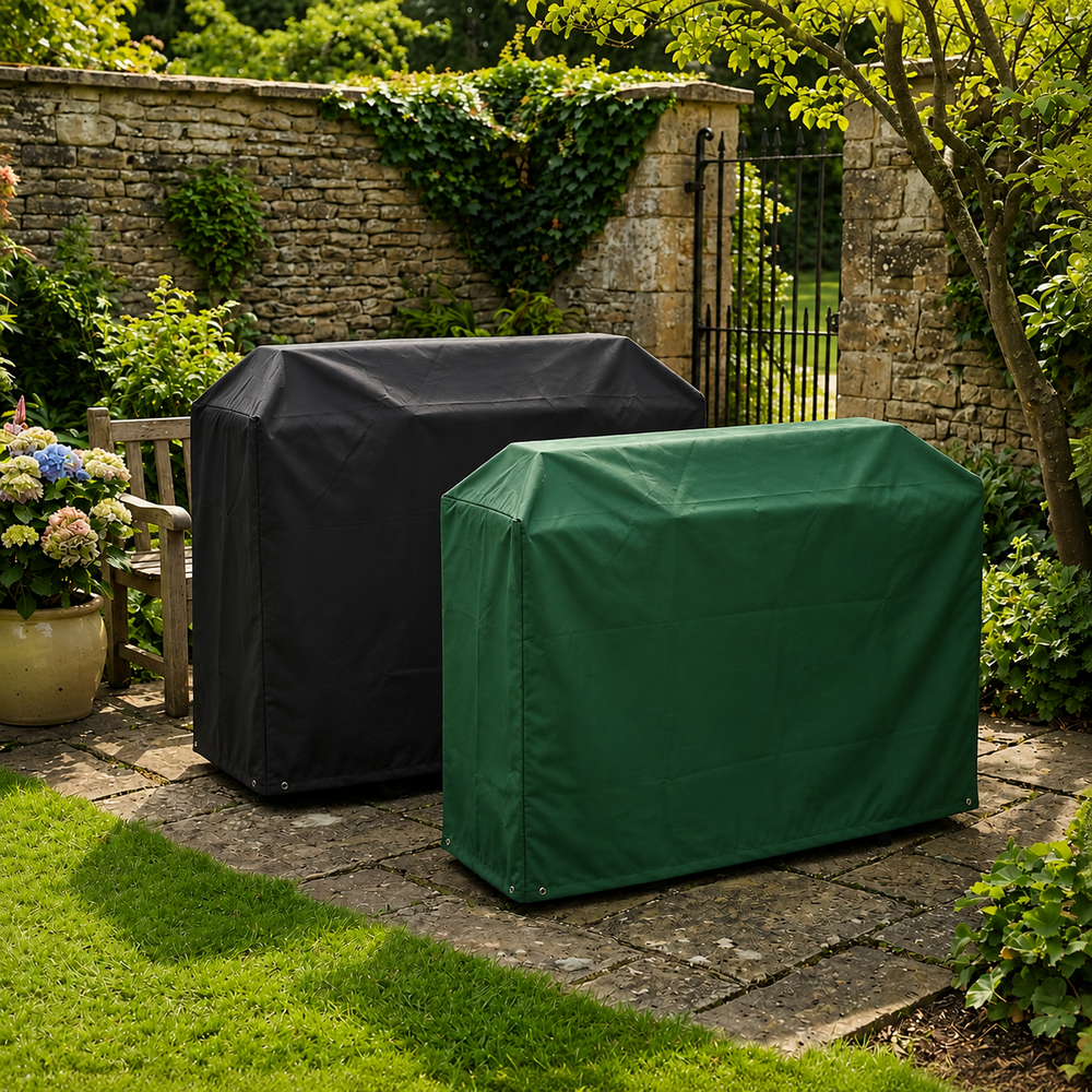 Trolley Barbecue Cover – Green / Black – Reversible Waterproof – Outdoor BBQ Protection