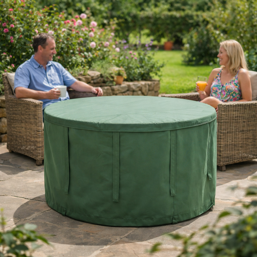 Circular Table Cover – Medium Green – Durable Polyester – Outdoor Protection