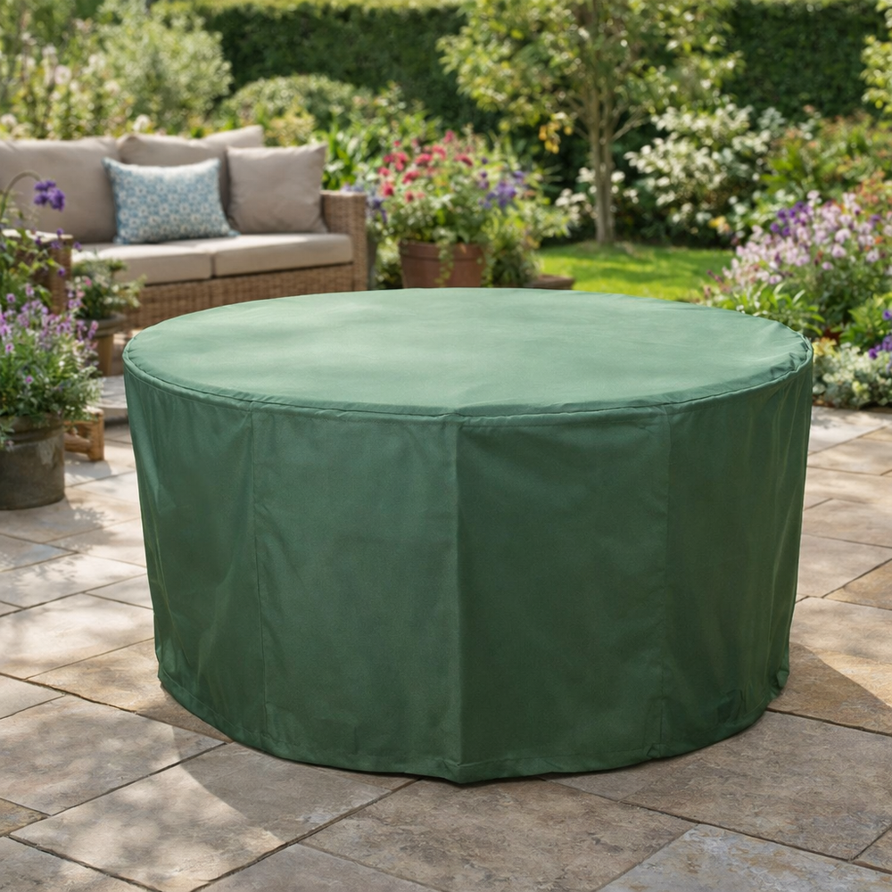 Circular Table Cover – 4/6 Seat Green – Heavy Duty Waterproof – Outdoor Protection