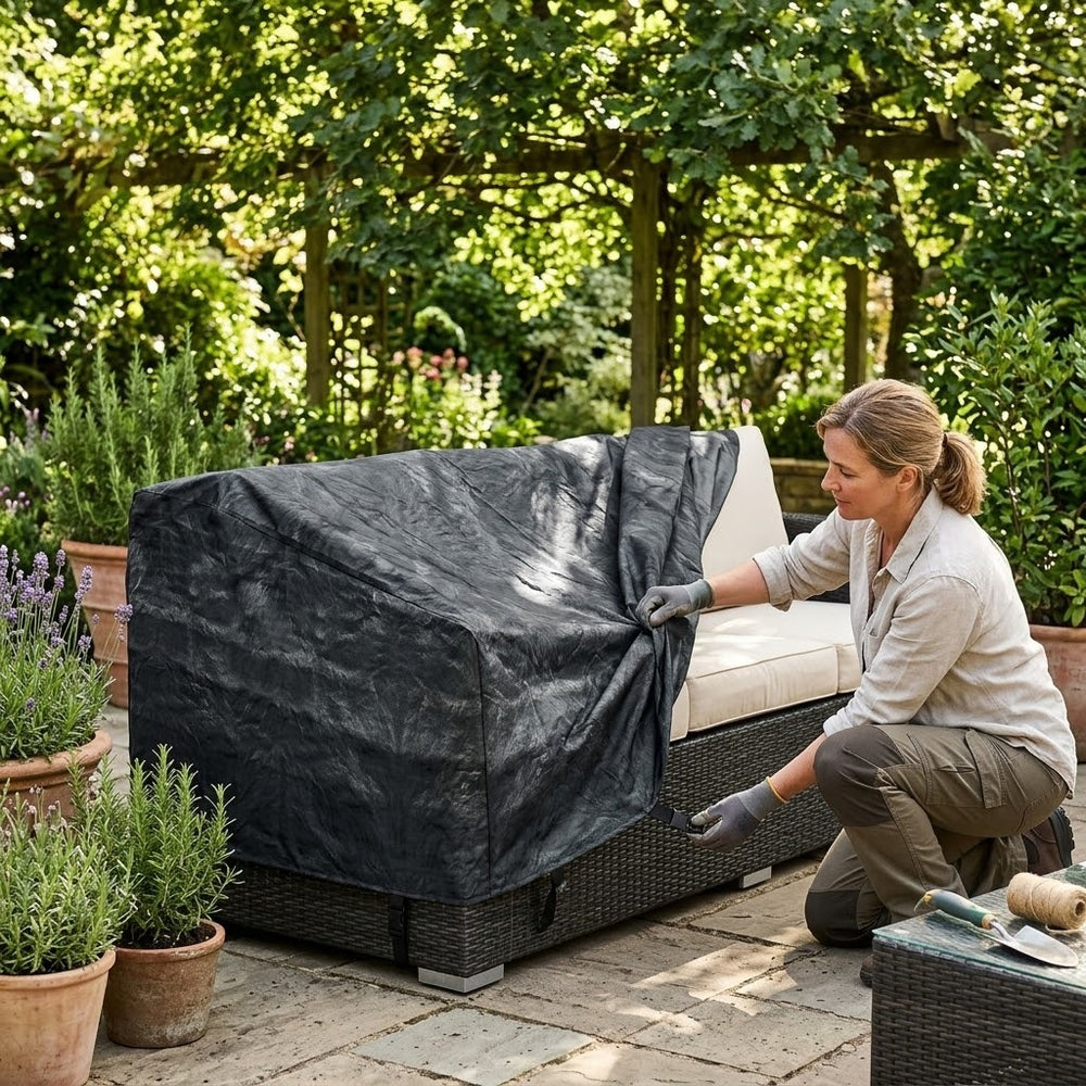 Heavy Duty 2-3 Seater Large Sofa Cover – Black – Polyethylene – Outdoor Protection
