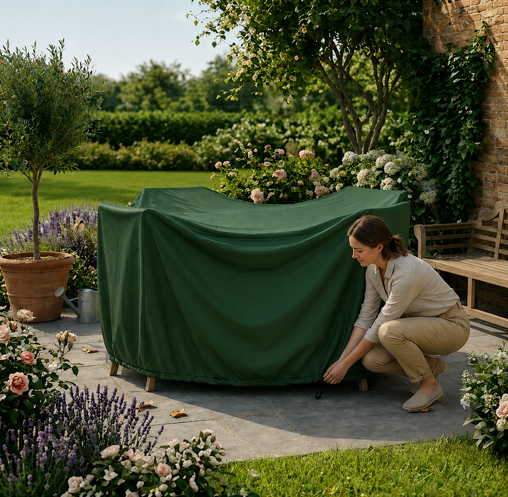 Round Furniture Set Cover – 4 Seater Green – Polyethylene Protection – Garden Use