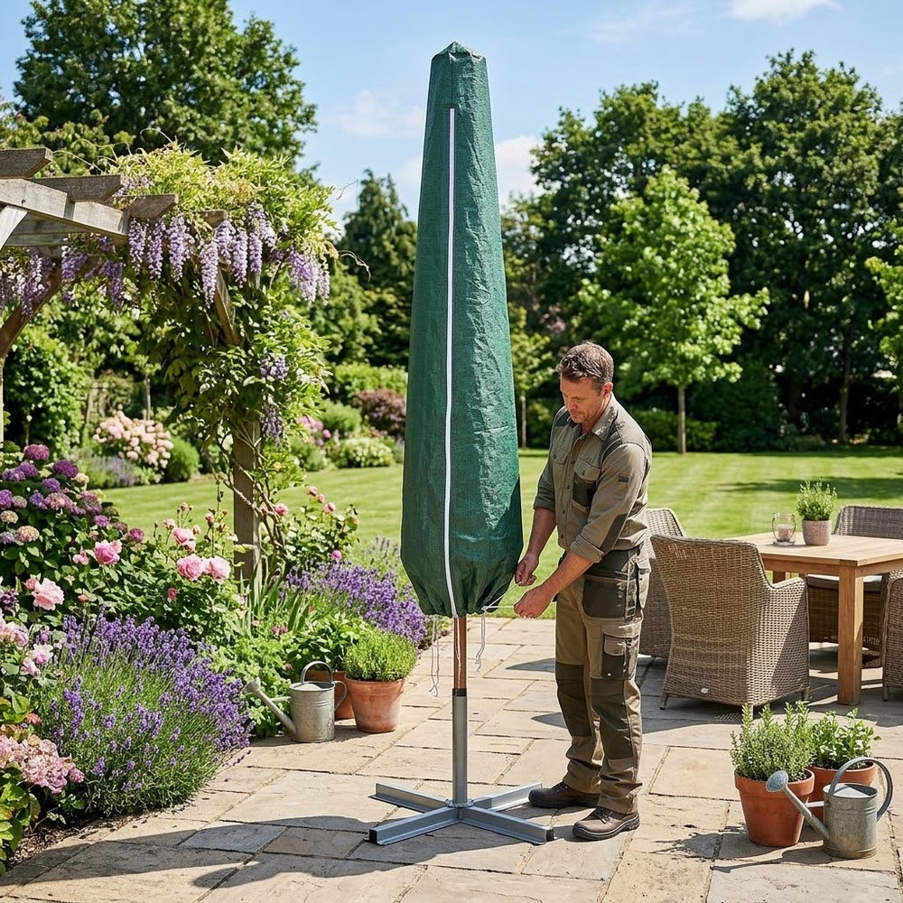 Giant Parasol Cover – Green – Heavy Duty Waterproof – Outdoor Protection