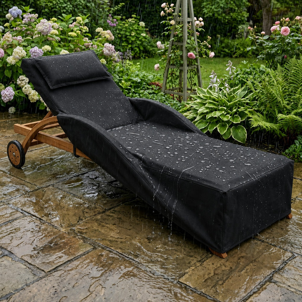 Sunbed Cover – 220x80x55 cm Black – Heavy Duty Waterproof – Outdoor Furniture Protection