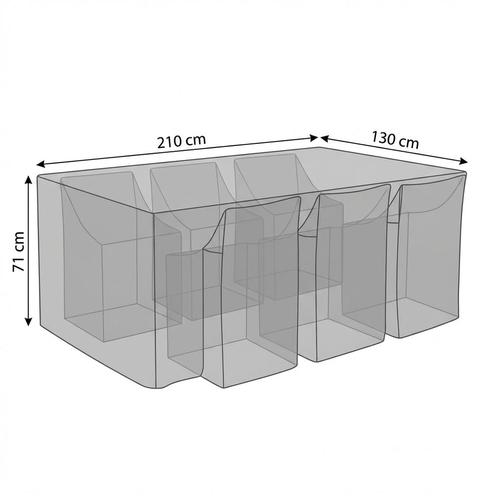 6 Seater Rectangular Cube Set Cover – Charcoal – Durable Polyester – Outdoor Protection