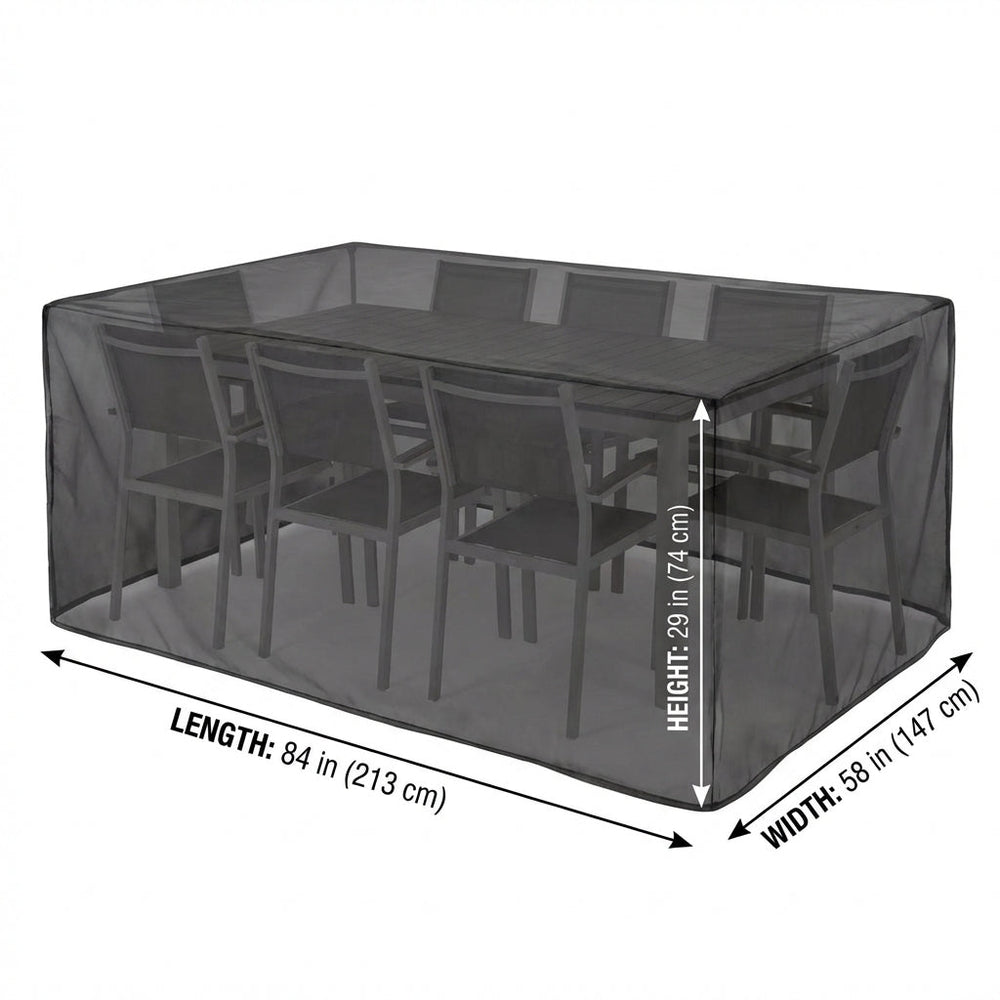 Rectangular Table Cover – 8 Seat Black – All-Weather Protection – Outdoor Use