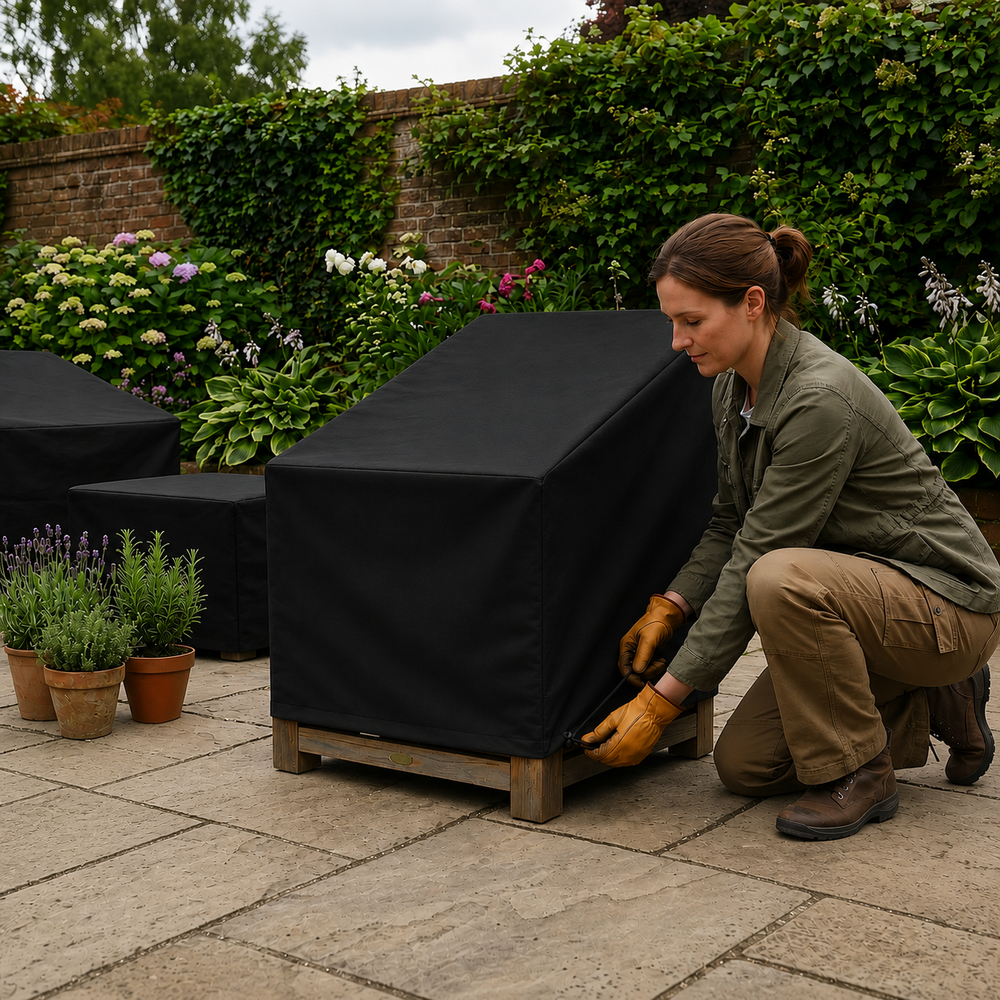 Heavy Duty Small Center Unit Cover – Black – Polyethylene – Garden Sofa Protection