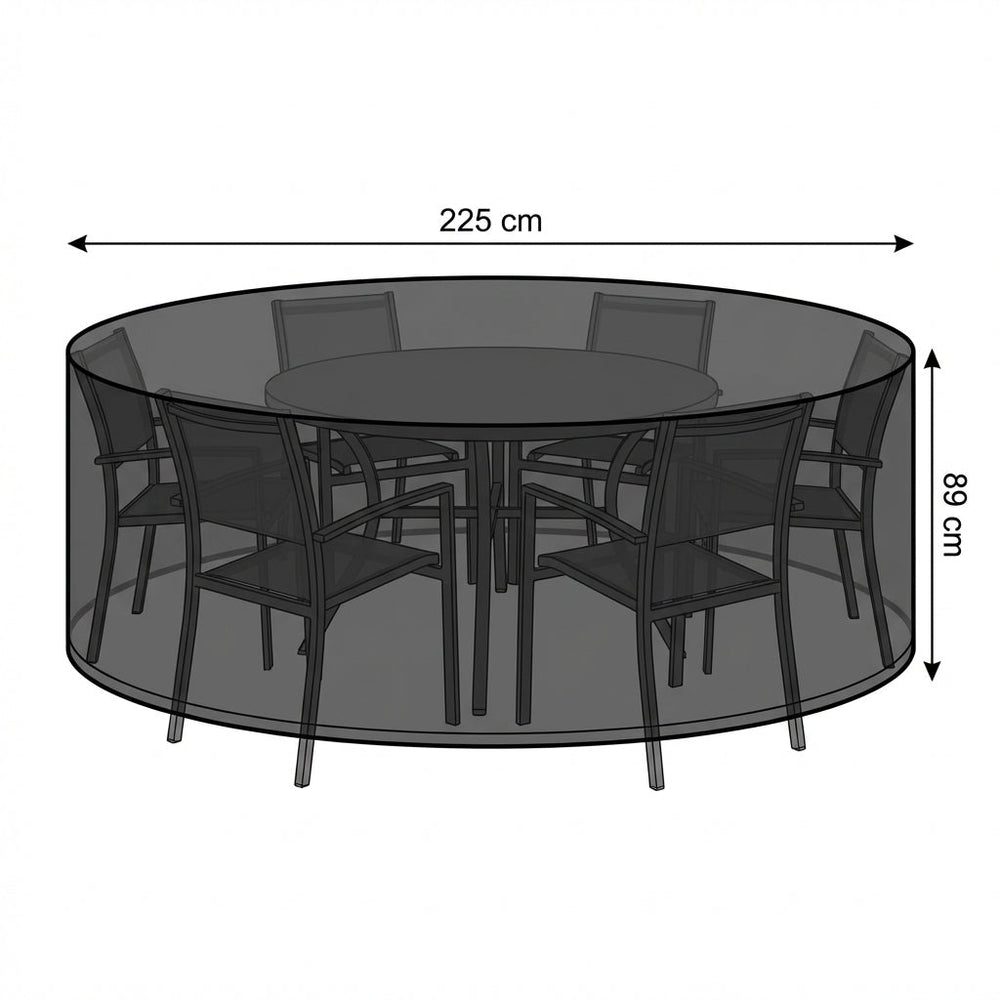 Round Furniture Set Cover – 6 Seater Black – Heavy Duty Protection – Outdoor Use