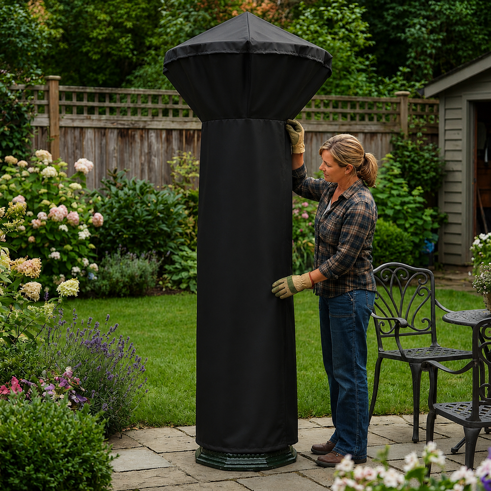 Patio Heater Cover – 179cm Black – Heavy Duty Waterproof – Outdoor Protection