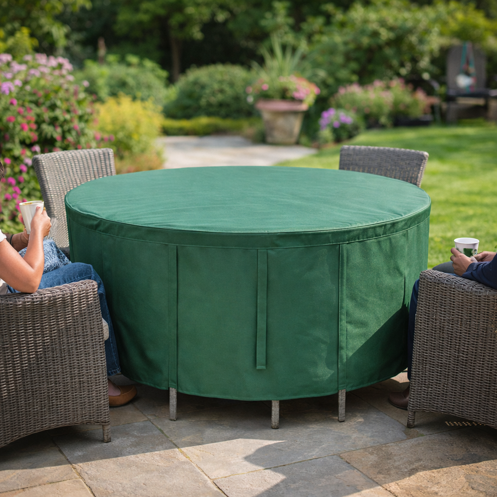 Circular Table Cover – 4 Seat – Reversible PVC Polyester – All Weather Protection