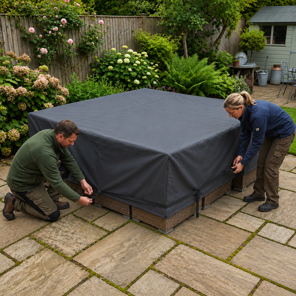 Square Corner Sofa Dining Set Cover – 300cm Charcoal – Heavy Duty Protection