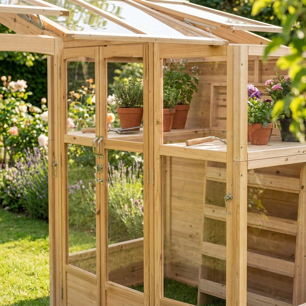 Natural Victorian Greenhouse for Gardening and Outdoor Living - detail view