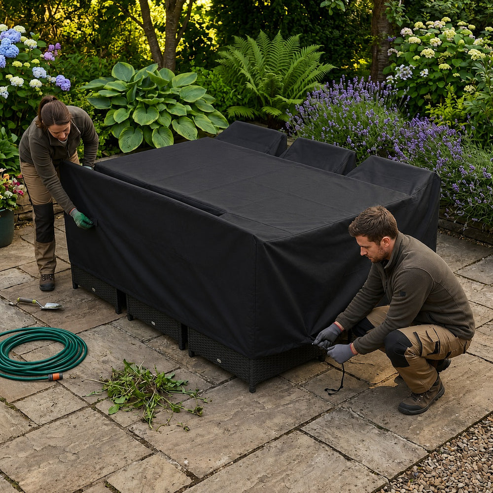 Rectangular Cube Set Cover – 6 Seater – Super Tough Black – Outdoor Protection