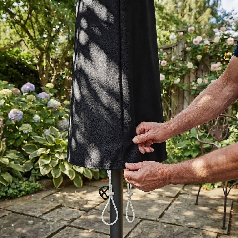 Giant Parasol Cover – Black – Super Tough Waterproof – Outdoor Protection