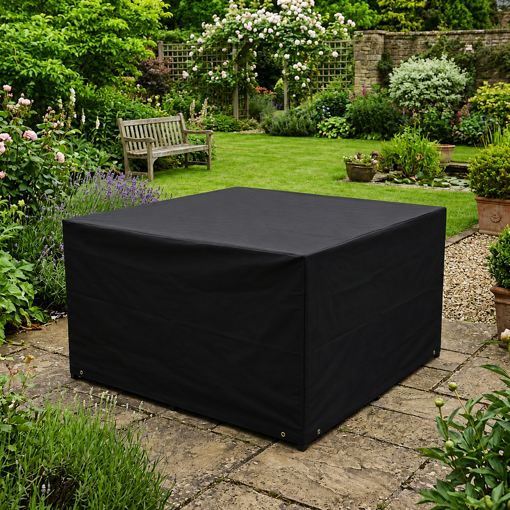 Outdoor Furniture Cover – Large Black – Waterproof Protection – 4 Seater Cube Set