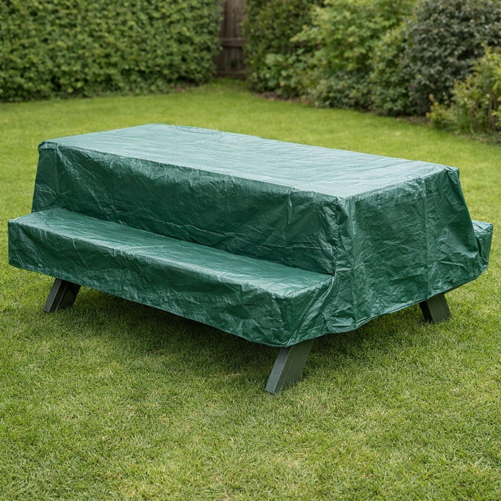 Heavy Duty 7 Seater Picnic Table Cover – Green – Polyethylene – Outdoor Protection