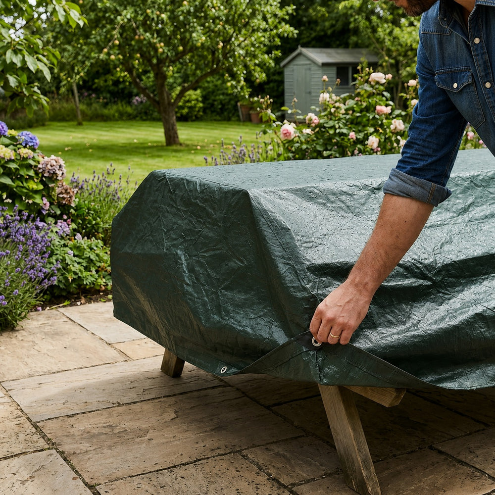 Heavy Duty 7 Seater Picnic Table Cover – Green – Polyethylene – Outdoor Protection