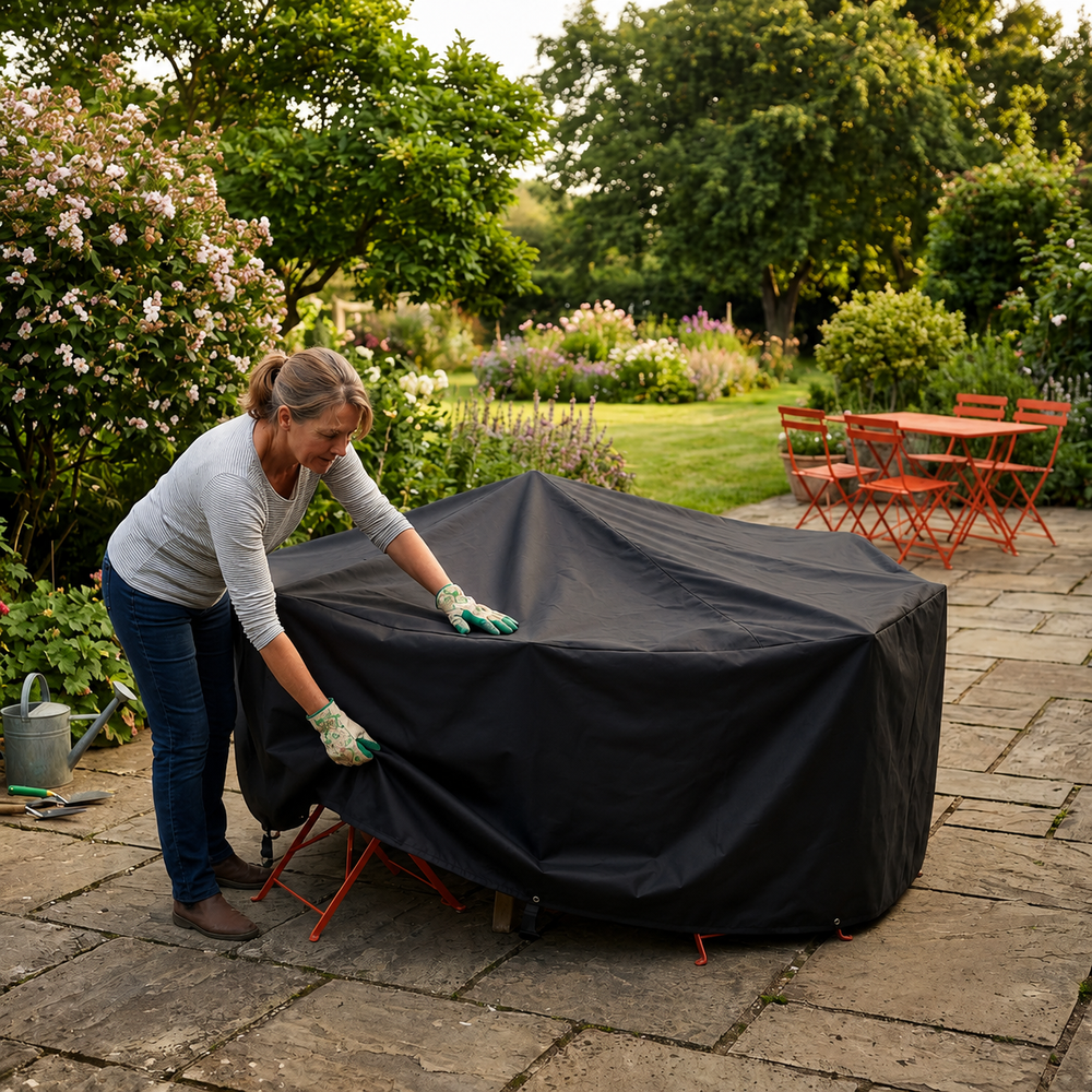 Octagonal Patio Set Cover – 4/6 Seat H90cm Black – Heavy Duty Protection