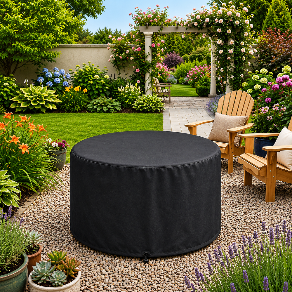 Firepit Cover – Black – Multi-Layered Polyethylene – Outdoor Protection