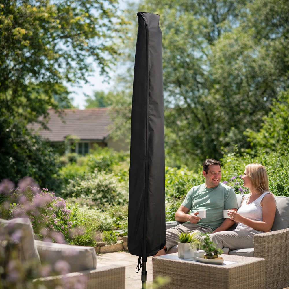 Extra Large Parasol Cover – Black – All-Weather Protection – Outdoor Use