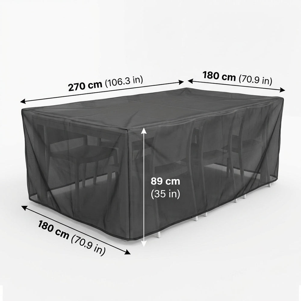 Heavy Duty Furniture Set Cover – 6 Seater Black – Waterproof Protection