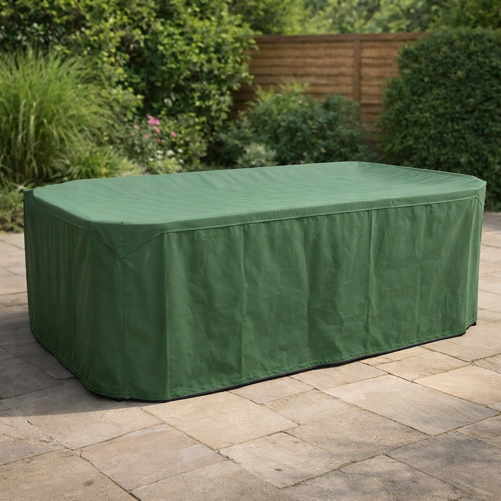 Rectangular Patio Set Cover – 10 Seat – Green Polyester – Outdoor Protection