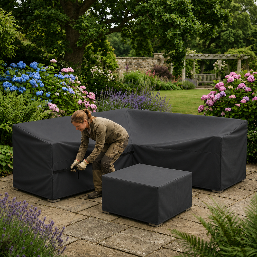 Corner Sofa Set Cover – Medium Charcoal – Durable Polyester – Outdoor Protection