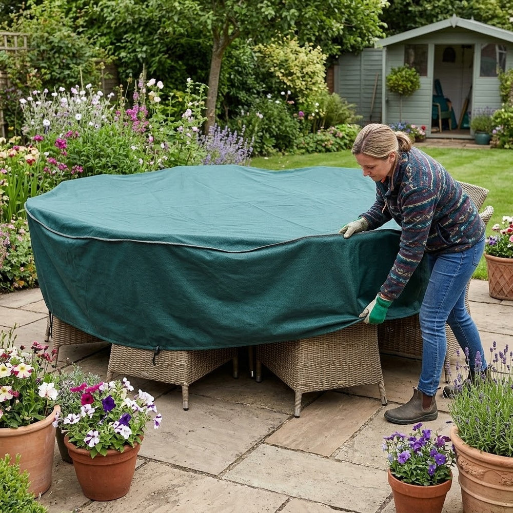 Round Furniture Set Cover – 8 Seater – Heavy Duty Green – Outdoor Protection