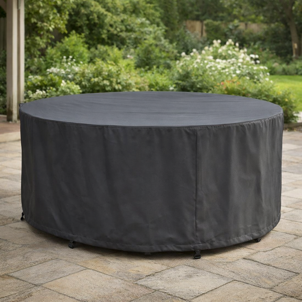 Circular Patio Set Cover – 6-8 Seat – Charcoal Polyester – Outdoor Protection