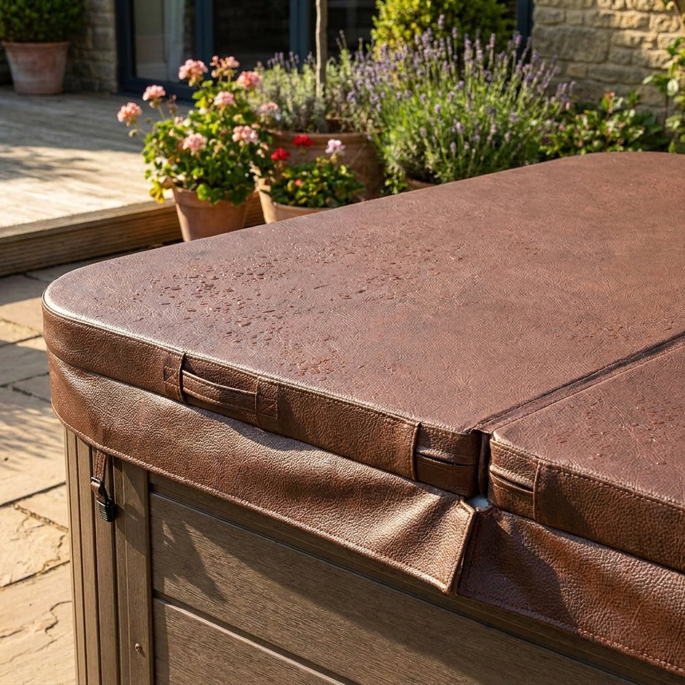 Brown Hot Tub Spa Cover for Enhanced Protection and Durability - detail view