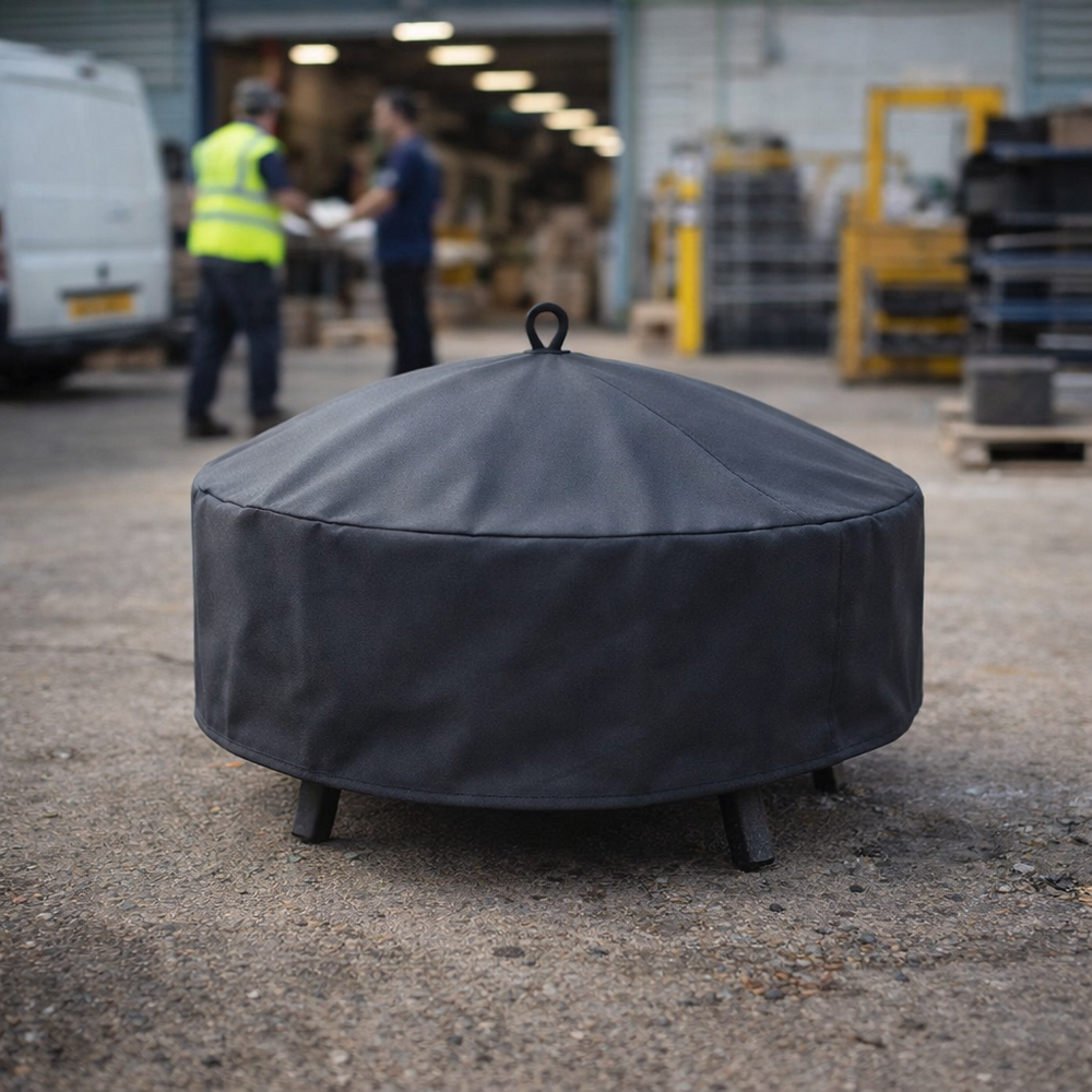 Small Round Fire Pit Cover – Charcoal – Durable Polyester – Outdoor Protection