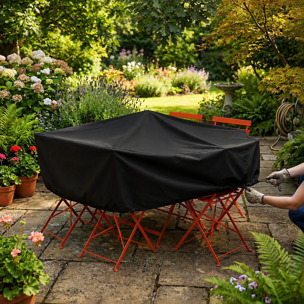 Octagonal Patio Set Cover – 4/6 Seat H90cm Black – Heavy Duty Protection