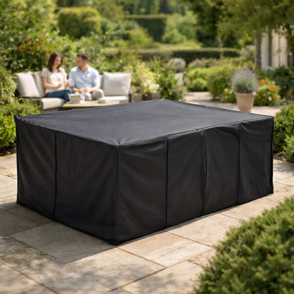 Rectangular Cube Set Cover – 6 Seater – Super Tough Black – Outdoor Protection
