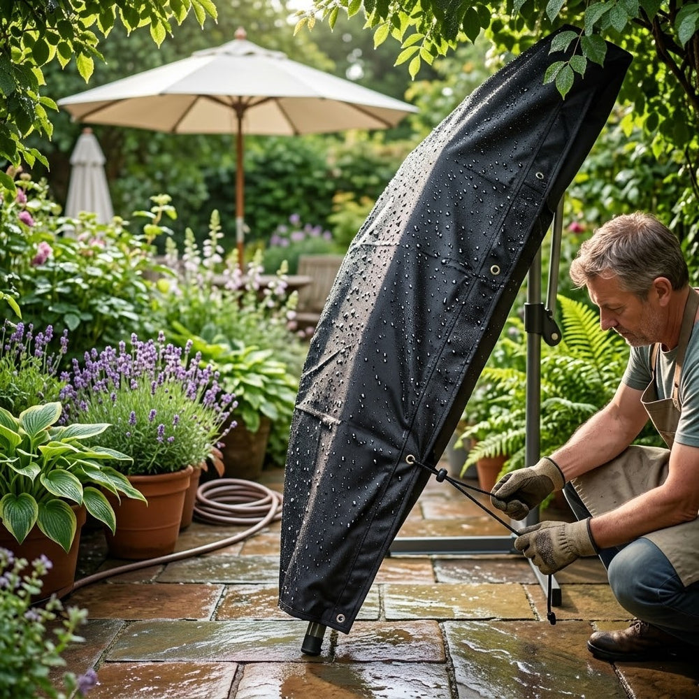 Parasol Cover – Small, Black – Cross Laminated Material – Weather Protection
