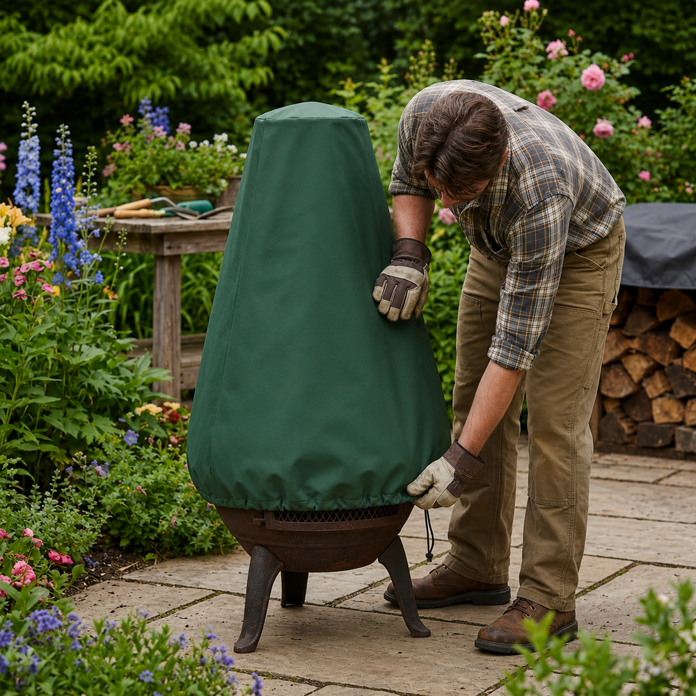 Medium Chimenea Cover – Green – Super Tough Waterproof – Outdoor Protection