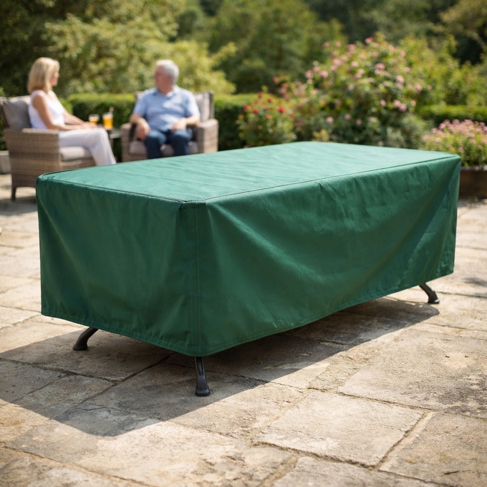 Rectangular Table Cover – 6 Seater Green – Heavy Duty Polyethylene – Outdoor Protection