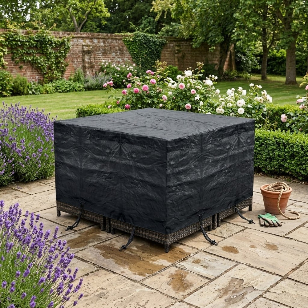 Heavy Duty 4 Seater Cube Set Cover – Black – Polyethylene – Outdoor Protection