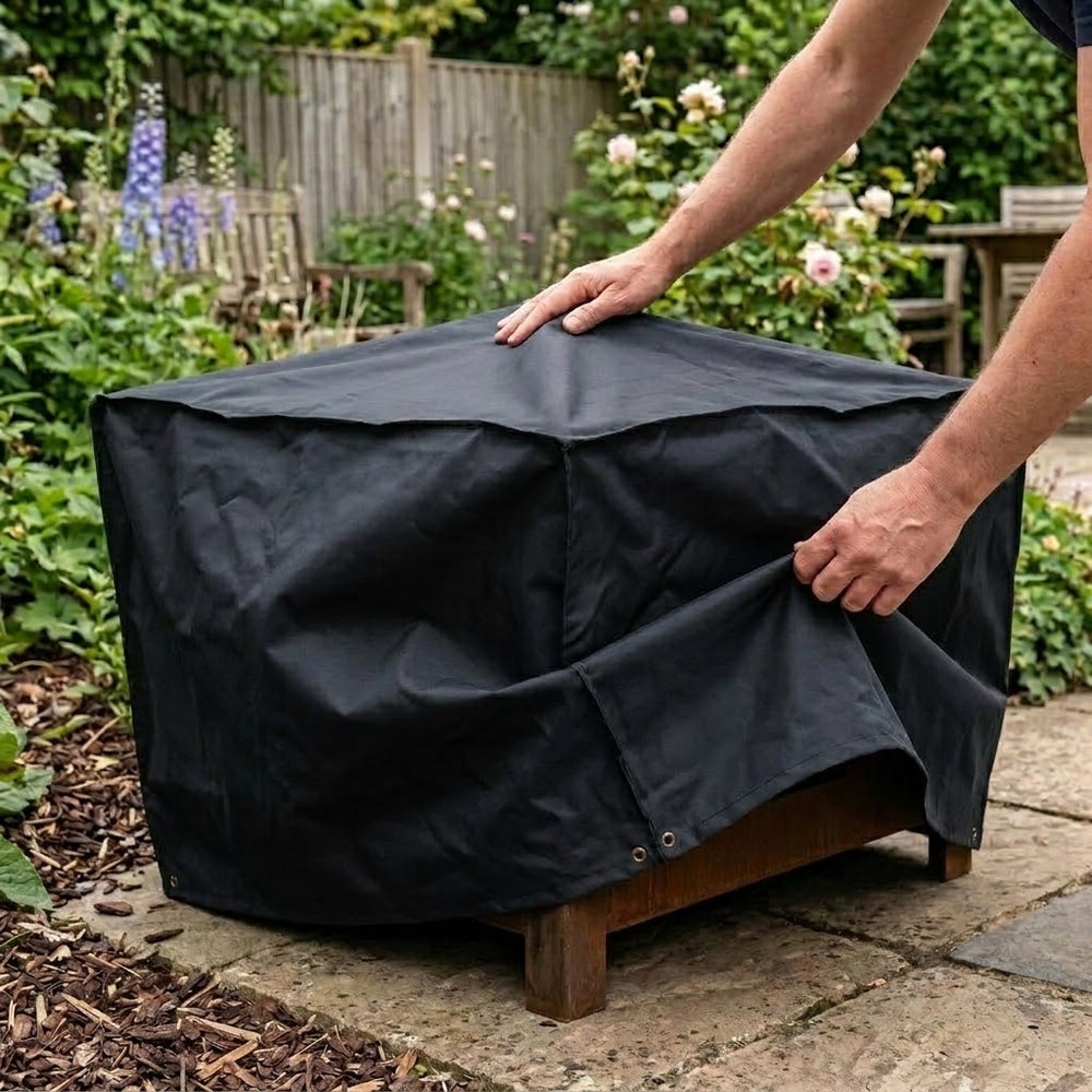Large Square Fire Pit Cover – Black – Heavy Duty Waterproof – Outdoor Protection