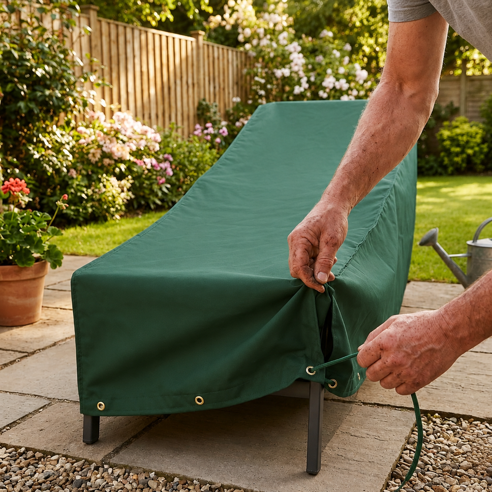 Sun Lounger Cover – 175cm Green – Waterproof Polyester – Outdoor Protection