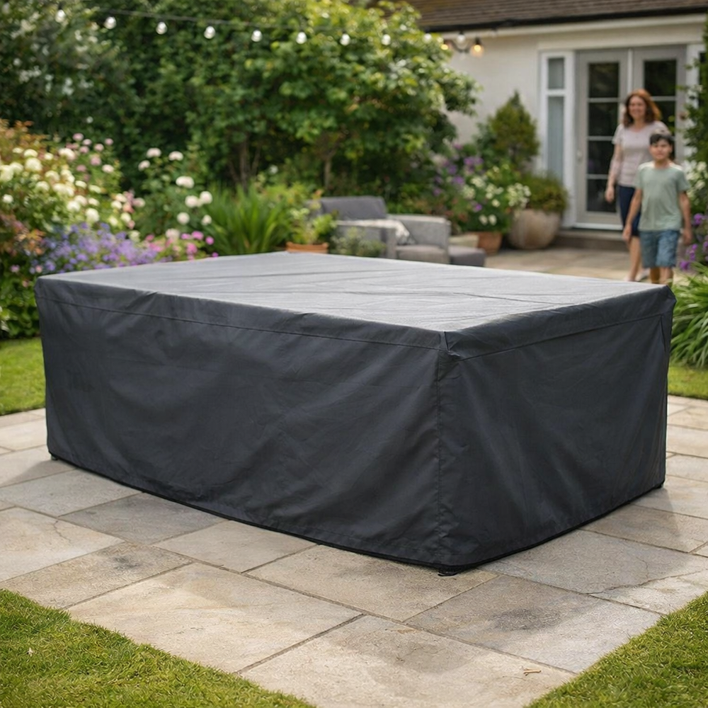 Rectangular Patio Set Cover – 8 Seat Charcoal – Durable Polyester – Outdoor Protection