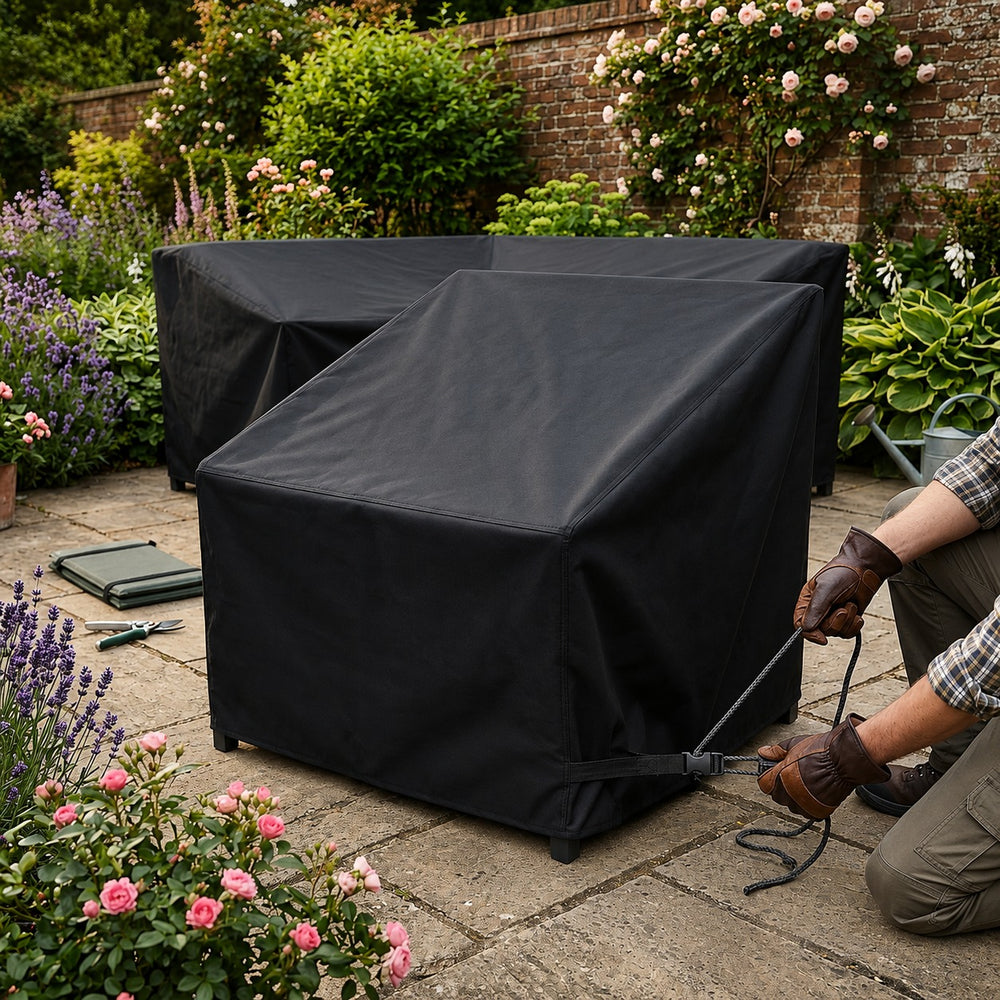 Large Outdoor Sofa Cover – Black – Super Tough Waterproof – Garden Furniture Protection
